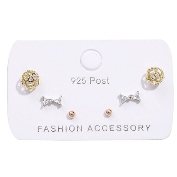 Jewelry - 6 PCS NEW 925 Sterling Silver 3 Colors Earrings
